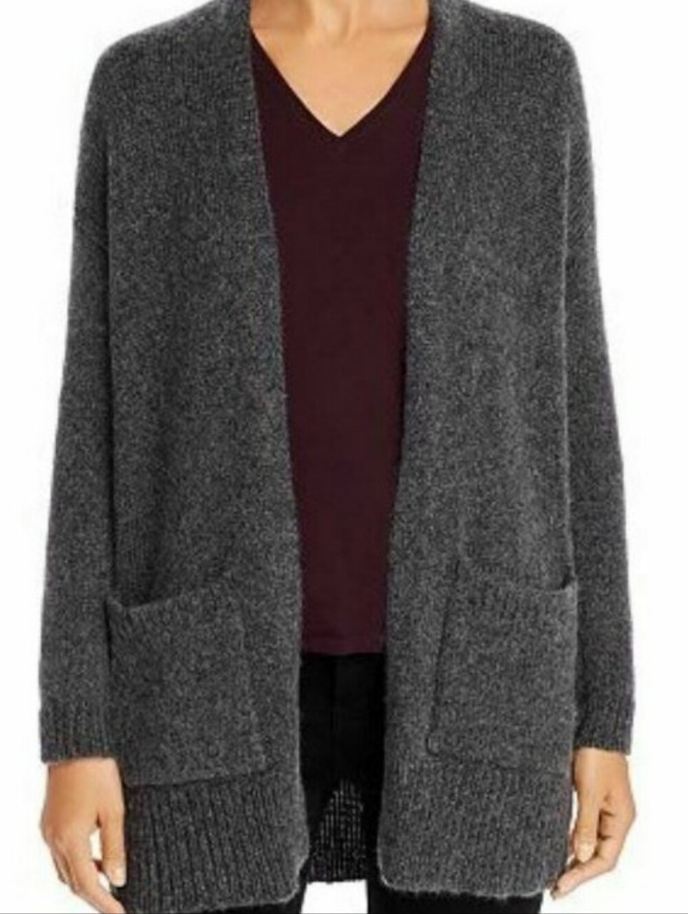 Cozy Open-Front Charcoal Gray Women's Cardigan Sweater XL/XXL